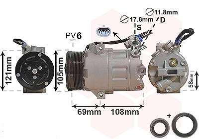 Van Wezel Kompressor, Klimaanlage [Hersteller-Nr. 3700K438] für Opel von VAN WEZEL