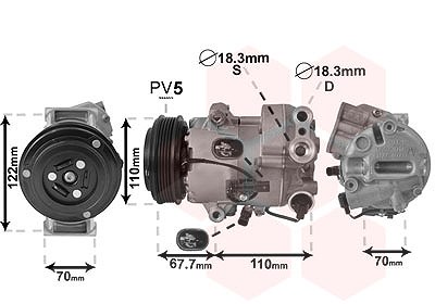 Van Wezel Kompressor, Klimaanlage [Hersteller-Nr. 3700K608] für Opel von VAN WEZEL