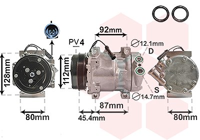 Van Wezel Kompressor Klimaanlage SD7V16 [Hersteller-Nr. 1700K366] für Citroën, Fiat, Peugeot von VAN WEZEL