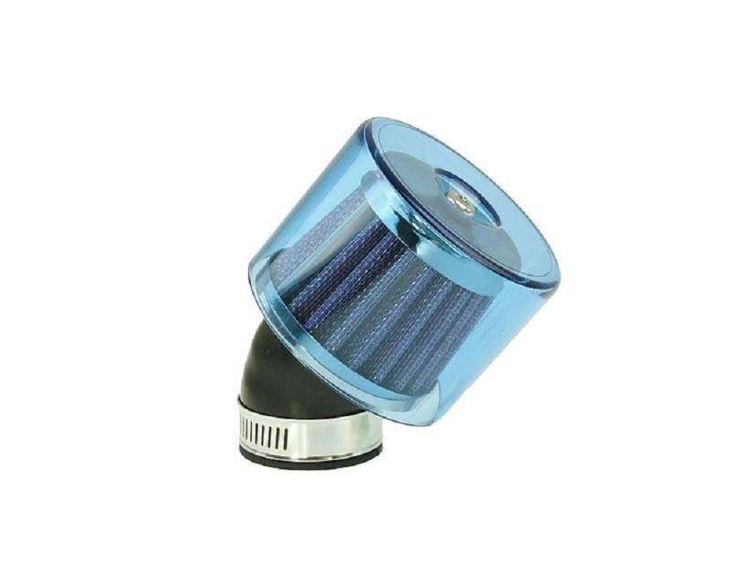 VANEZ Sportluftfilter Air-System 45 Grad 35-38mm blau kompatibel für Roller, Scooter, Mofa, Moped von VANEZ