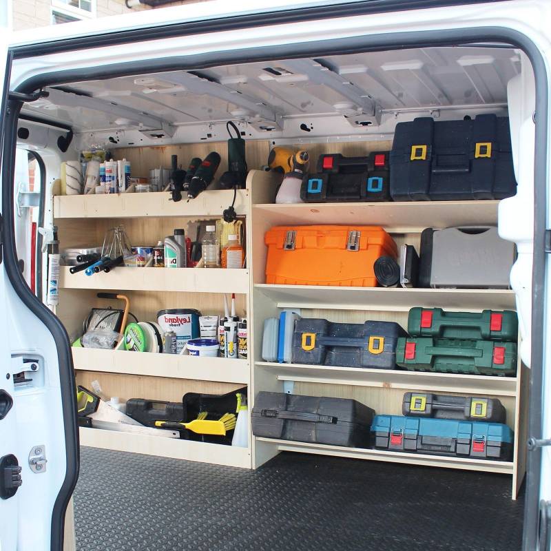 Vanify - Kompatibel mit Opel VIVARO L1 2014-19 Fahrzeugeinrichtung Fahrzeugregale, Werkzeugkasten und hinteres Regal von VANIFY