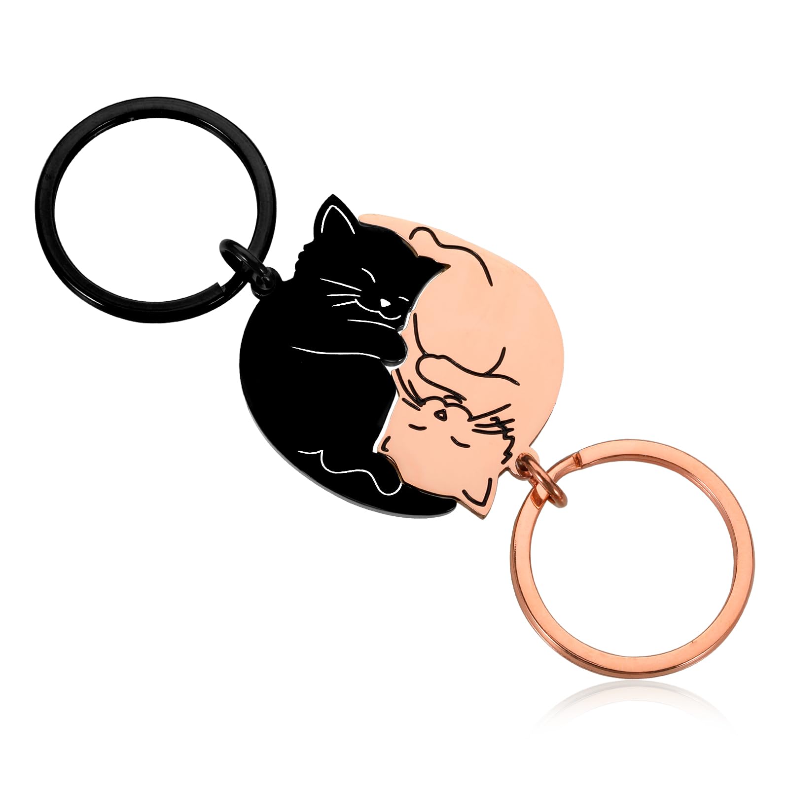 VANLOVEMAC Schlüsselanhänger für Paare, niedliches Valentinstagsgeschenk für Freundin, Freund, Ihn, Ihre Freundin, passende Pärchen, Weihnachten (schwarz + rotgold) von VANLOVEMAC