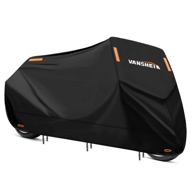 VANSHEIM Motorrad Abdeckplane Outdoor Roller Abdeckplane Motorad Abdeckung Wasserdicht 420D Oxford Motorradabdeckung Winterfest Motorrad Plane für Motor Roller Motoroller Moped Haube 295x105x125cm von VANSHEIM