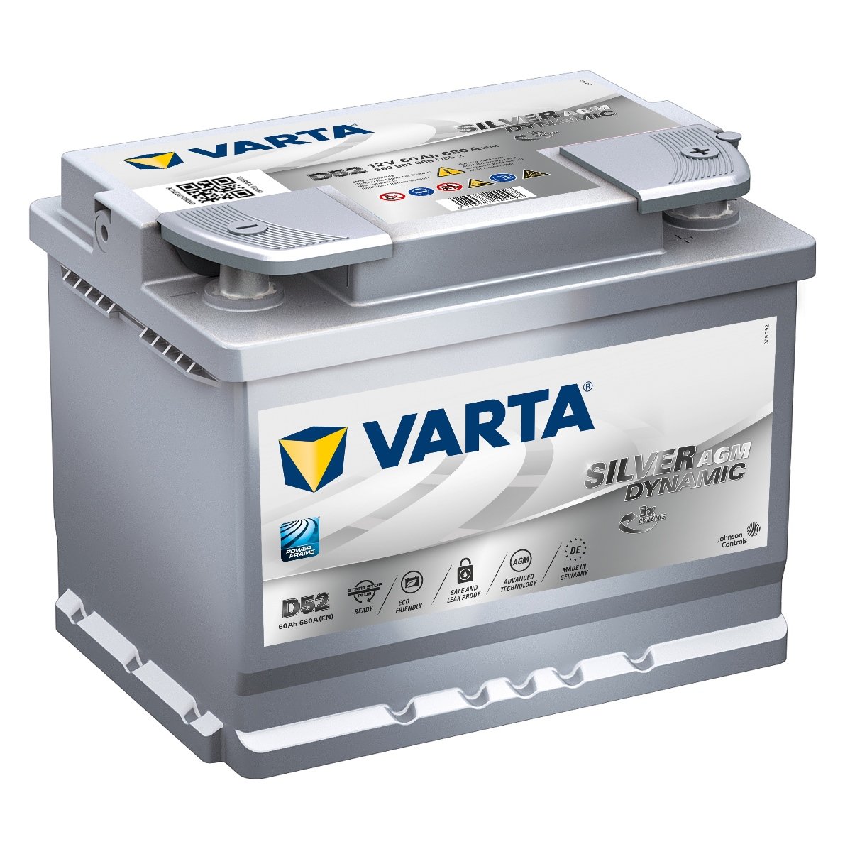 Varta 560 901 068 PKW-Batterie mit Start-Stop Plus-System, D52, 12 V, 60 Ah, 680 A von Varta