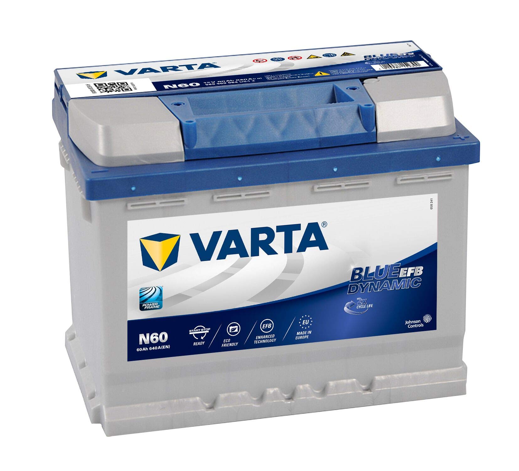 Varta Blue Dynamic EFB N60, 60 Ah 640 A, kompatible mit PKW, lithium metal von Varta