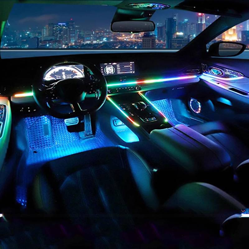 VASRFIRE Acryl Auto Innenraum LED Streifen Licht, 18 in 1 Traum Farben 16 Millionen Farben APP Multi-Control Atmosphäre Beleuchtung Kit USB Port für Dekoration Auto Geschenk von VASTFIRE