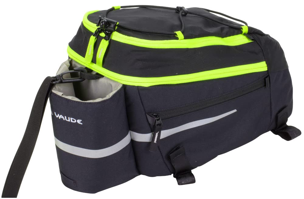 VAUDE Silkroad L Fahrradtasche Gepäckträgertasche 9+2l (Black-Bright Green, Einheitsgröße) von VAUDE