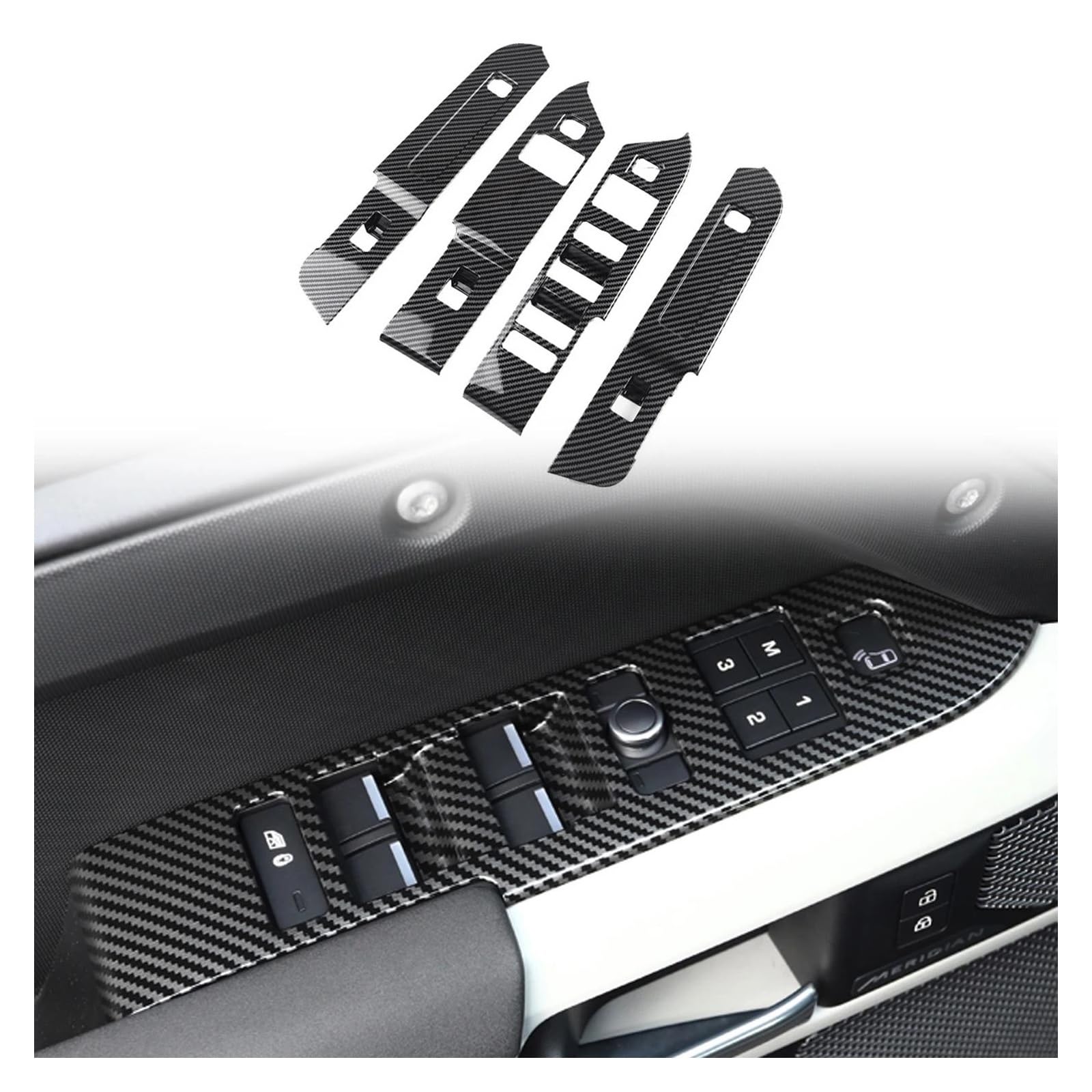 Interieur Zubehör Für Defender 110 2020 2021 2022 2023 Auto-Styling ABS Innenfenster Schalter Lift-Taste Abdeckung Trim 4 Stücke Nur Fit LHD Panel Control Frame Trim(Carbon Fiber Style) von VAVGKDKPZB