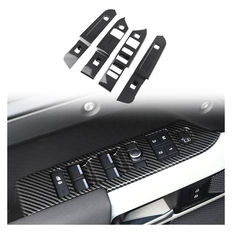 Interieur Zubehör Für Defender 110 2020 2021 2022 2023 Auto-Styling ABS Innenfenster Schalter Lift-Taste Abdeckung Trim 4 Stücke Nur Fit LHD Panel Control Frame Trim(Carbon Fiber Style) von VAVGKDKPZB