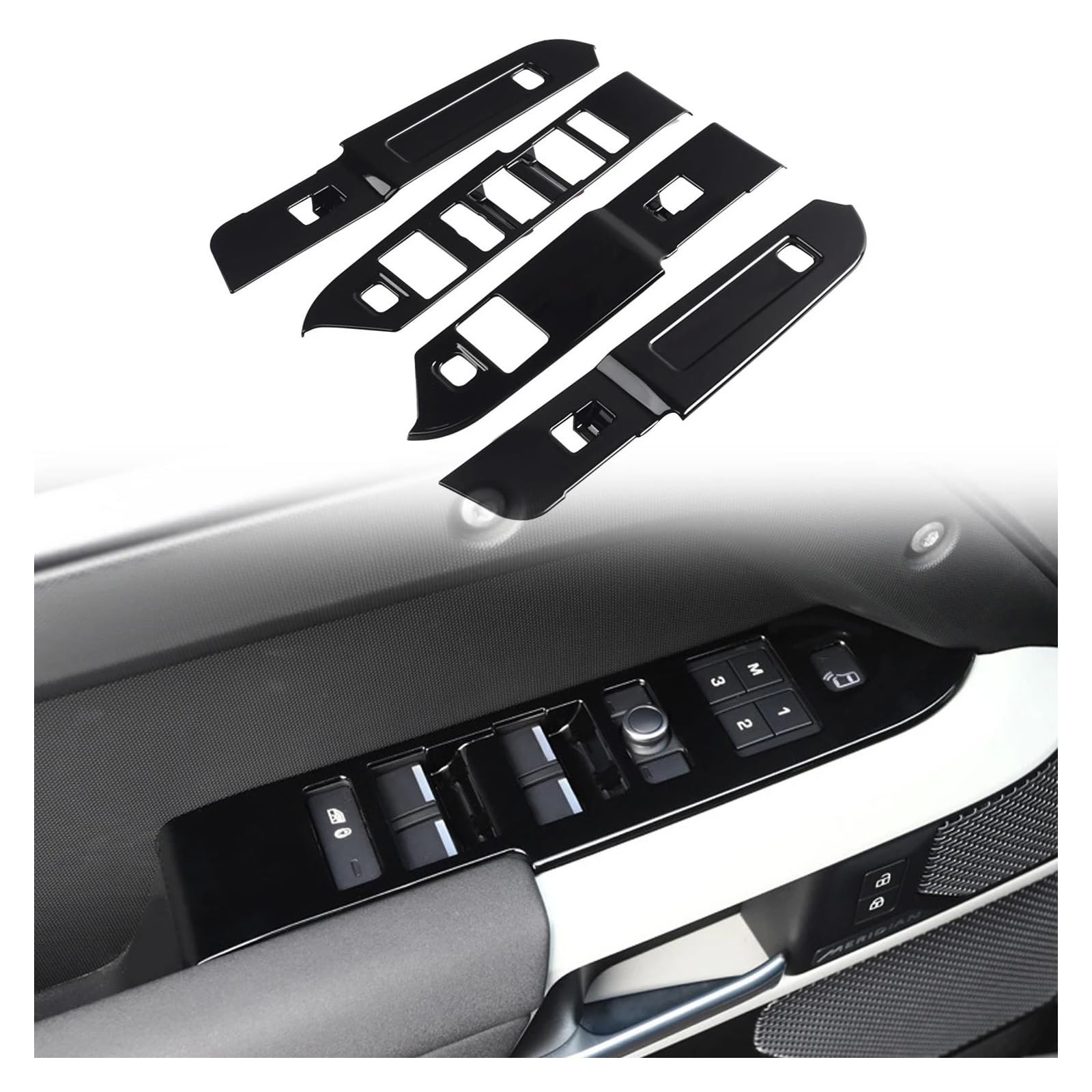 Interieur Zubehör Für Defender 110 2020 2021 2022 2023 Auto-Styling ABS Innenfenster Schalter Lift-Taste Abdeckung Trim 4 Stücke Nur Fit LHD Panel Control Frame Trim(Glossy Black) von VAVGKDKPZB