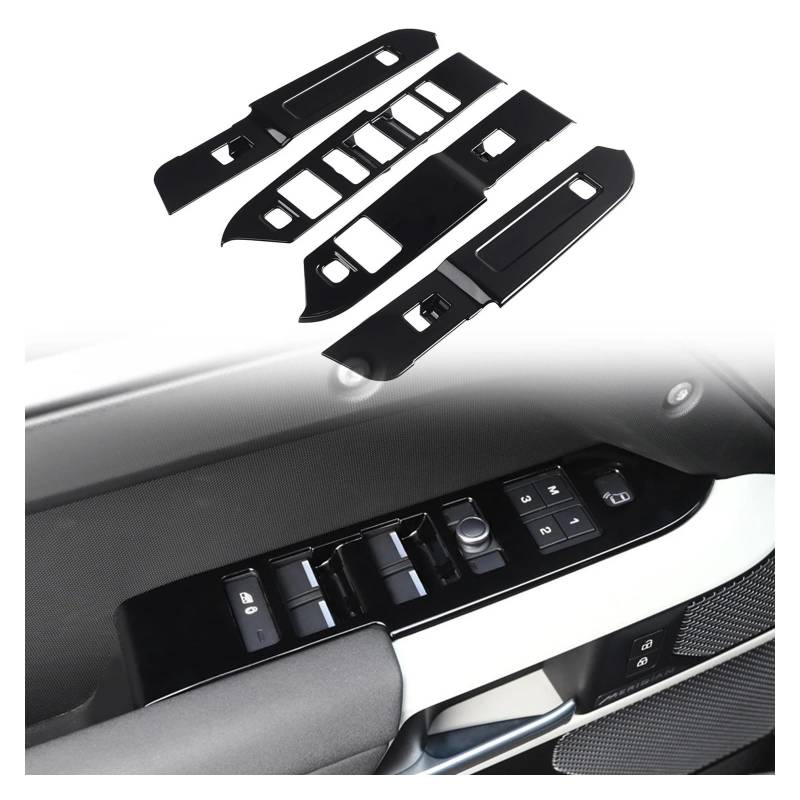 Interieur Zubehör Für Defender 110 2020 2021 2022 2023 Auto-Styling ABS Innenfenster Schalter Lift-Taste Abdeckung Trim 4 Stücke Nur Fit LHD Panel Control Frame Trim(Glossy Black) von VAVGKDKPZB