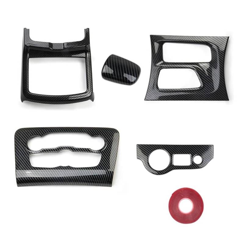 Interieur Zubehör Für Dodge Für Ladegerät 2015-2022 2023 Zentrale Steuerung AC Getriebe Shift Tasse Halter Scheinwerfer Schalter Taste Panel Abdeckung Trim 5 Stücke Panel Control Frame Trim von VAVGKDKPZB