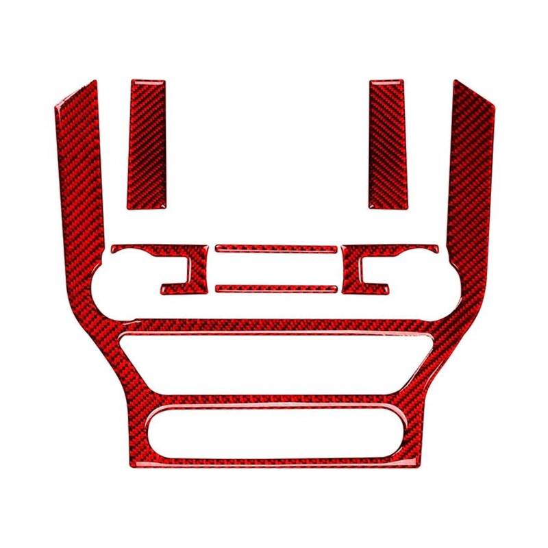 Interieur Zubehör Für Ford Für Mustang Für GT 2015-2021 Carbon Fiber Innen Auto GPS Navigation Trim Rahmen Multi-Media Konsole Dekoration Aufkleber Aufkleber Panel Control Frame Trim(A Set(Red)) von VAVGKDKPZB