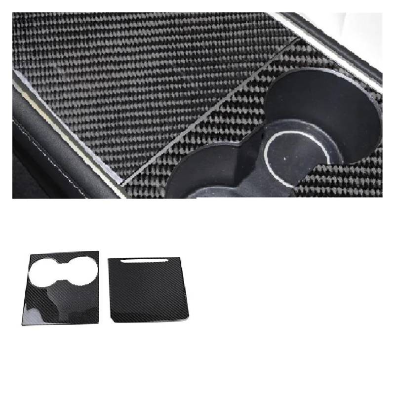 Interieur Zubehör Für Tesla 2017–2018 2019 2020 2022 Innenmodifikationszubehör Dekorative Aufkleber Aus Echter Kohlefaser Mittelkonsole Armaturenbrett Panel Control Frame Trim(Type B - Black) von VAVGKDKPZB