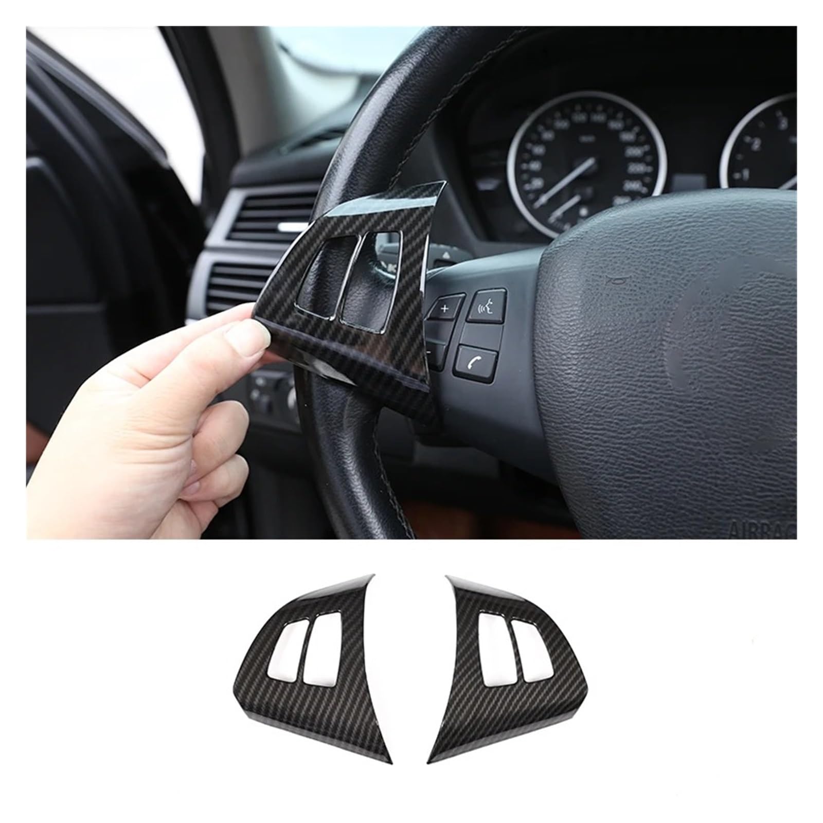 Interieur Zubehör Für X5 Für E70 2008 2009 2010-2013 ABS Auto Carbon Faser Für Stil Innen Lenkrad Schalter Taste Rahmen Abdeckung Aufkleber Panel Control Frame Trim(Style A) von VAVGKDKPZB