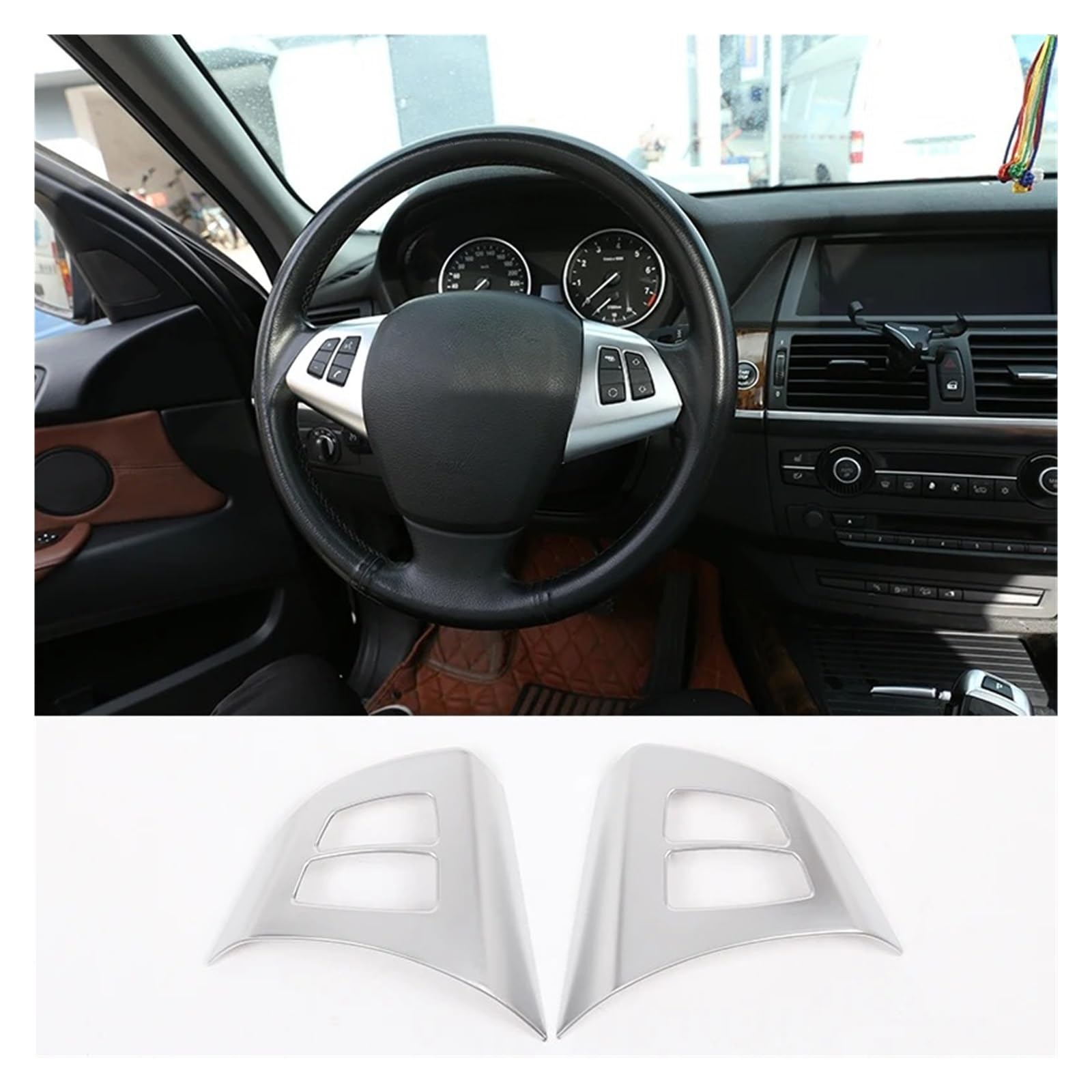 Interieur Zubehör Für X5 Für E70 2008 2009 2010-2013 ABS Auto Carbon Faser Für Stil Innen Lenkrad Schalter Taste Rahmen Abdeckung Aufkleber Panel Control Frame Trim(Style B) von VAVGKDKPZB