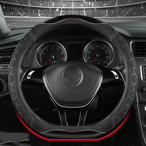Lenkradbezug fürs Auto Auto-Lenkradbezug-Griff Mit 3D-Waben-Anti-Rutsch-Design Universell 14.5–15 Zoll Auto Lenkradabdeckung(Black D Shape) von VAVGKDKPZB