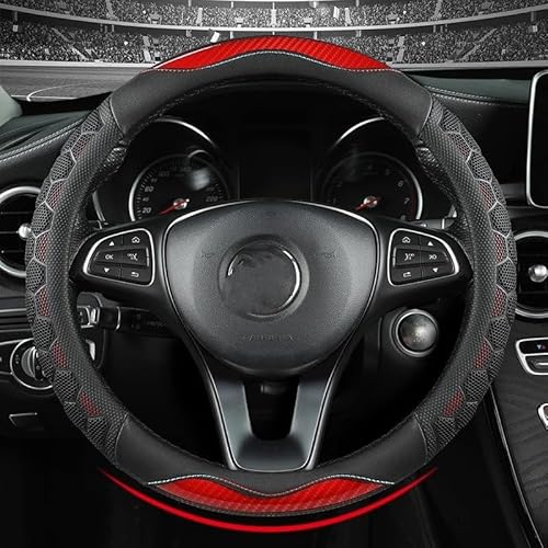 Lenkradbezug fürs Auto Auto-Lenkradbezug-Griff Mit 3D-Waben-Anti-Rutsch-Design Universell 14.5–15 Zoll Auto Lenkradabdeckung(Red Circle) von VAVGKDKPZB