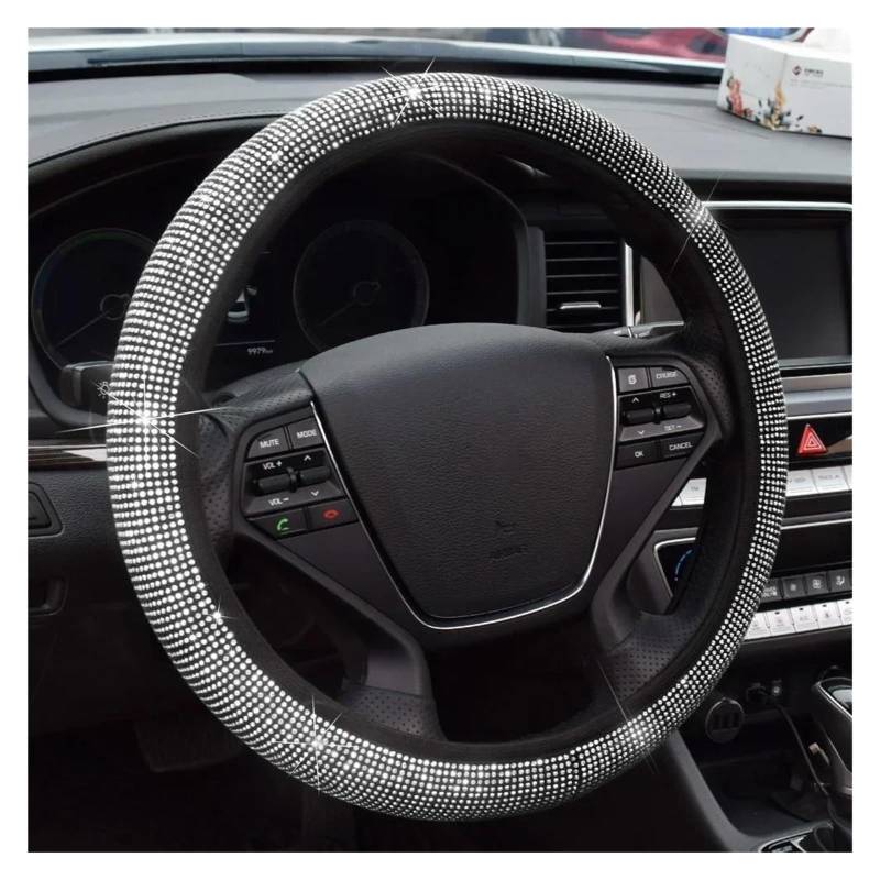 Lenkradbezug fürs Auto Bling Bling Diamant Strass Kristall Auto Lenkrad Abdeckung Auto Innen Dekoration Zubehör Auto Lenkradabdeckung(Silver Drill 1pcs) von VAVGKDKPZB