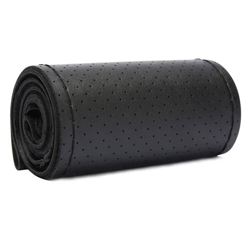 Lenkradbezug fürs Auto Echtes Leder Auto Lenkrad Abdeckung 38cm Braid Auto Lenkrad Abdeckung Auto Lenkradabdeckung(Black with Cord) von VAVGKDKPZB