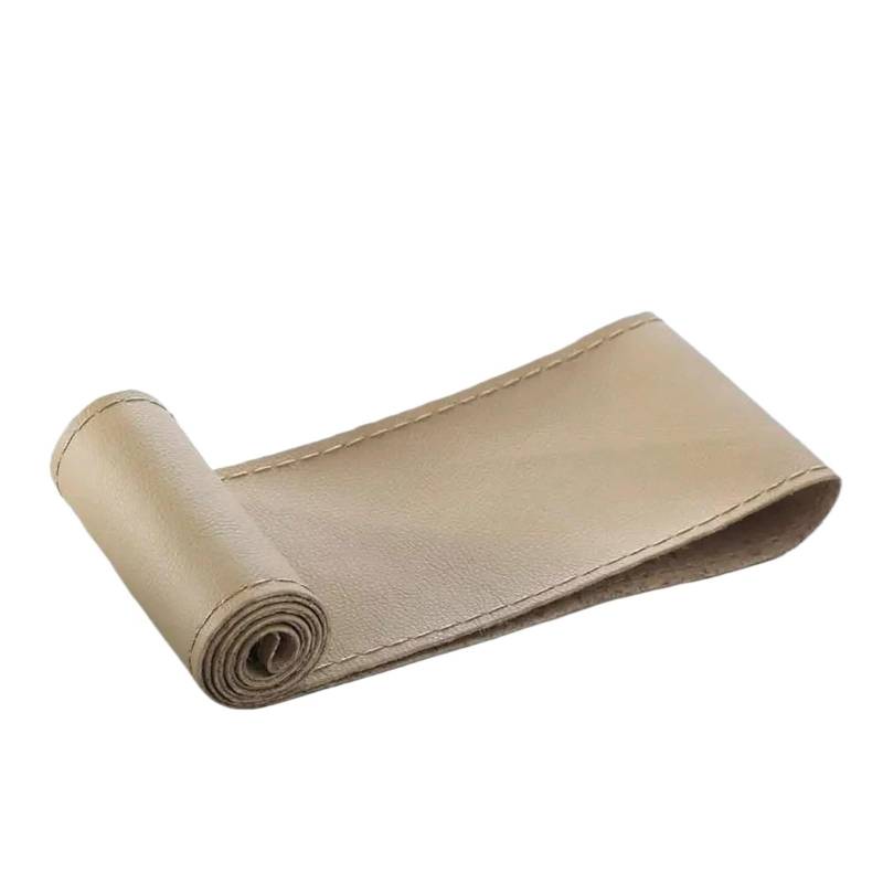 Lenkradbezug fürs Auto Echtes Leder Auto Lenkradbezug Mit Zopf 37 38cm Anti-Rutsch Rindsleder Lenkradschutz Auto Lenkradabdeckung(Smooth Beige) von VAVGKDKPZB
