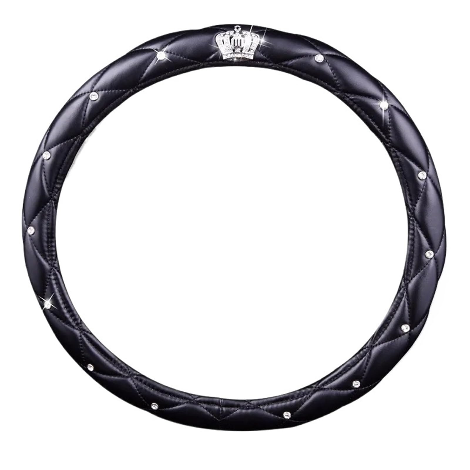 Lenkradbezug fürs Auto Frauen PU Leder Auto Lenkradbezug Diamant Schwarz Rosa Auto Radkappen Fällen Für Dame Mädchen Auto Zubehör Auto Lenkradabdeckung(Black) von VAVGKDKPZB