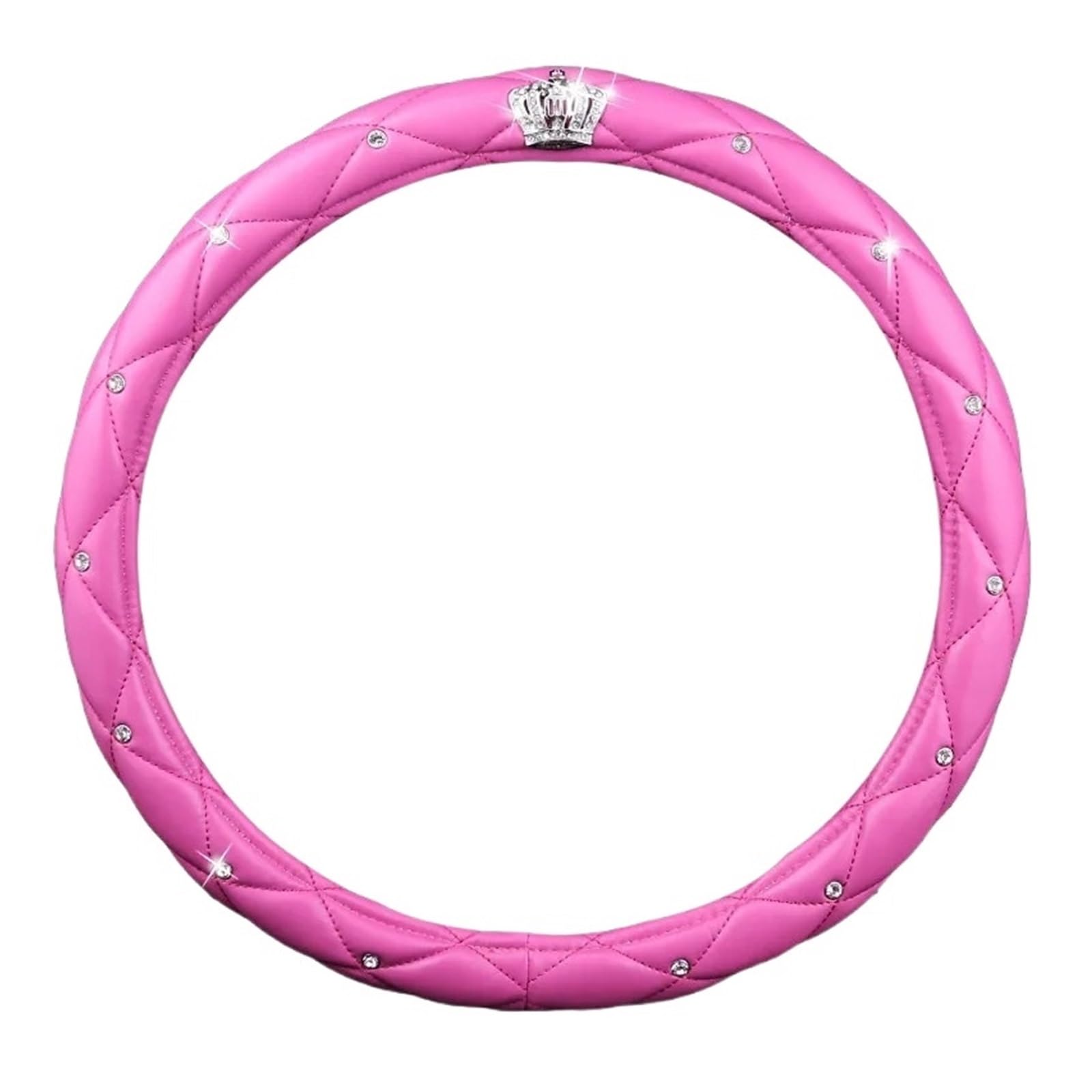 Lenkradbezug fürs Auto Frauen PU Leder Auto Lenkradbezug Diamant Schwarz Rosa Auto Radkappen Fällen Für Dame Mädchen Auto Zubehör Auto Lenkradabdeckung(Pink) von VAVGKDKPZB