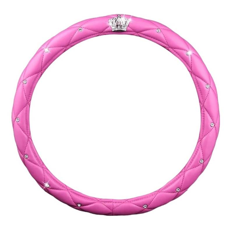 Lenkradbezug fürs Auto Frauen PU Leder Auto Lenkradbezug Diamant Schwarz Rosa Auto Radkappen Fällen Für Dame Mädchen Auto Zubehör Auto Lenkradabdeckung(Pink) von VAVGKDKPZB