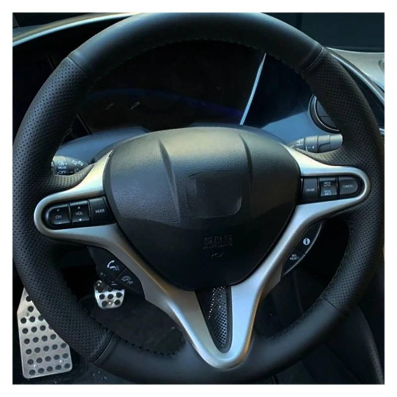 Lenkradbezug fürs Auto Für Civic Old Für Civic 2006 2007 2008 2009 2010 2011 Schwarzer Handstich-Mikrofaser-Leder-Autolenkradbezug Auto Lenkradabdeckung(Red Thread) von VAVGKDKPZB