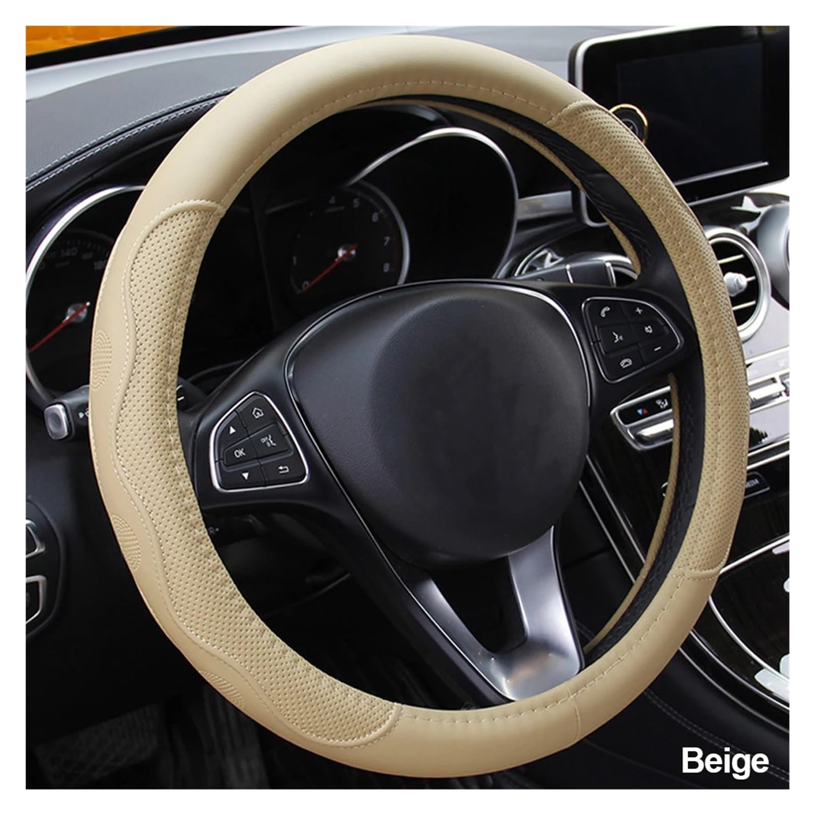 Lenkradbezug fürs Auto Universal-Geflecht Auf Dem Lenkrad rutschfeste Auto-Lenkradabdeckung Auto Lenkradabdeckung(Beige) von VAVGKDKPZB