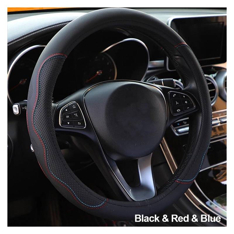 Lenkradbezug fürs Auto Universal-Geflecht Auf Dem Lenkrad rutschfeste Auto-Lenkradabdeckung Auto Lenkradabdeckung(Black Red Blue) von VAVGKDKPZB