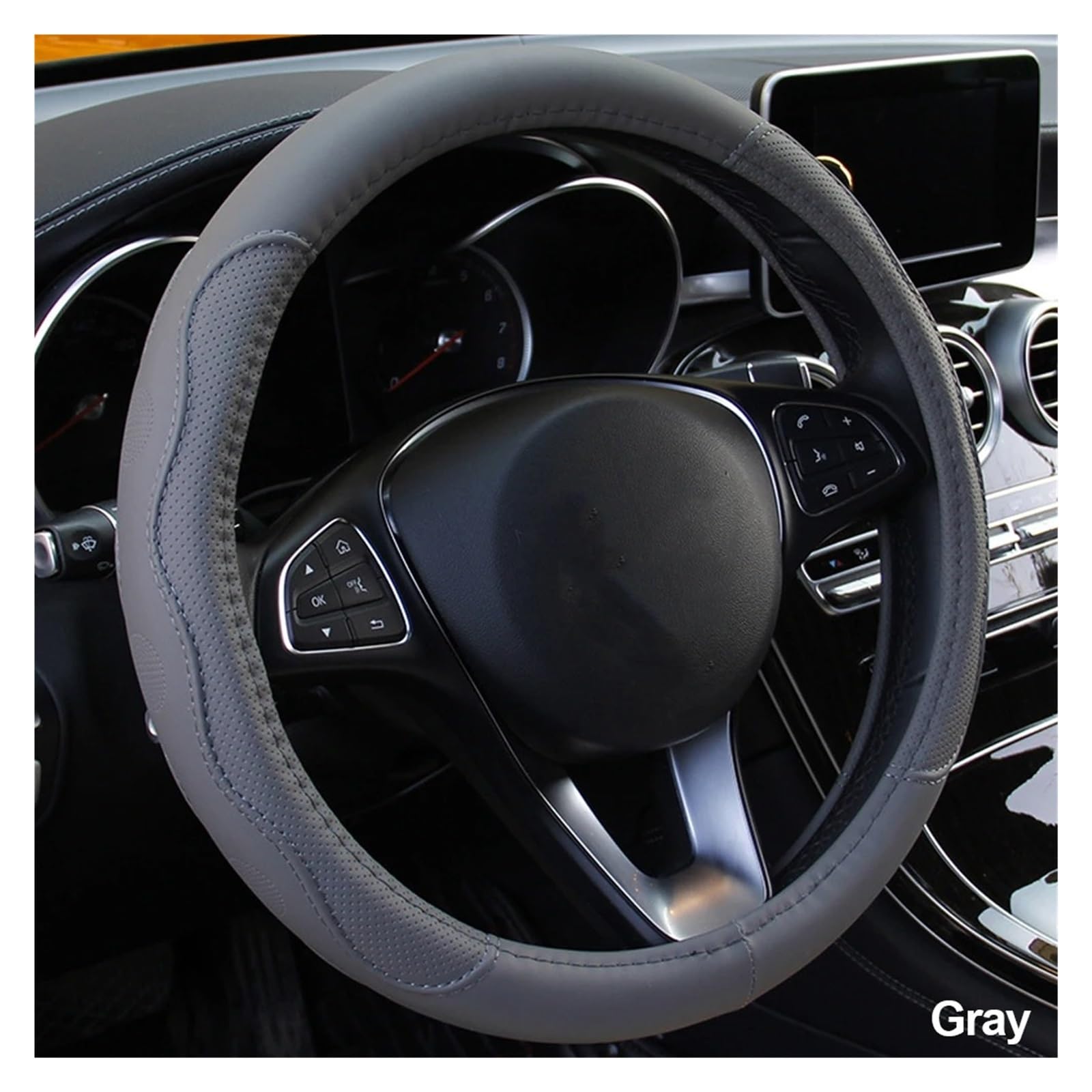 Lenkradbezug fürs Auto Universal-Geflecht Auf Dem Lenkrad rutschfeste Auto-Lenkradabdeckung Auto Lenkradabdeckung(Gray) von VAVGKDKPZB
