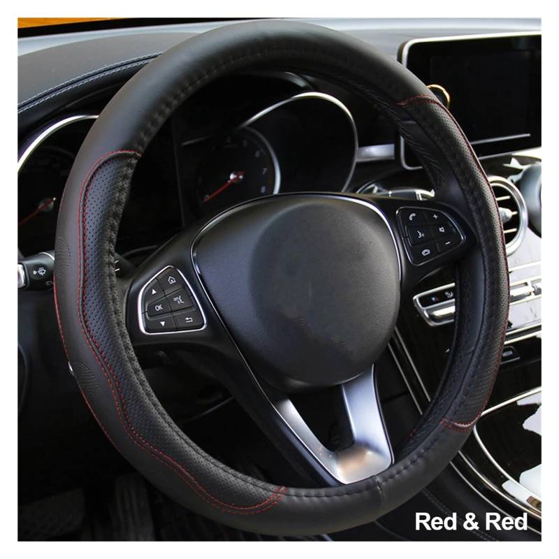 Lenkradbezug fürs Auto Universal-Geflecht Auf Dem Lenkrad rutschfeste Auto-Lenkradabdeckung Auto Lenkradabdeckung(Red Red) von VAVGKDKPZB