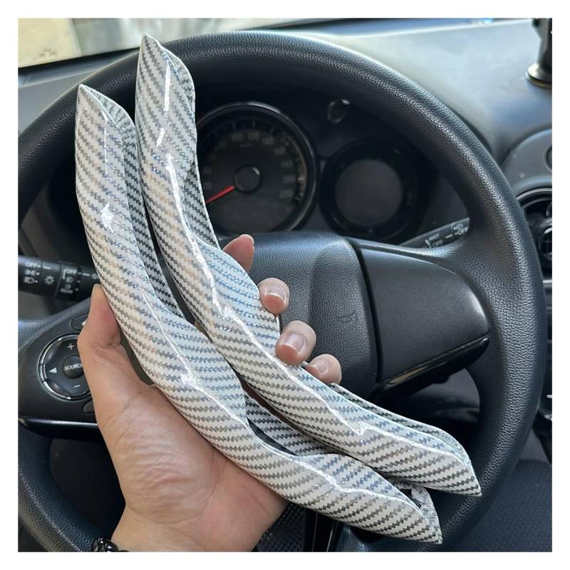 Lenkradbezug fürs Auto Universal-Lenkradbezug Fürs Auto rutschfest Glänzend Kohlefaser-Textur Lenkrad-Dekorationszubehör 14.5–15 Zoll Auto Lenkradabdeckung(2PCS White) von VAVGKDKPZB