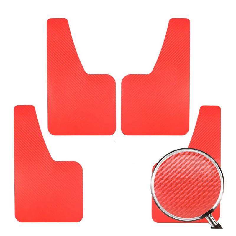 Stück Schmutzfänger Mud Flaps Für Universal Schmutzfänger Spritzschutz Schmutzfänger Kotflügel Carbonfaser-Effekt Vorne Und Hinten Set Für Auto Limousine Sportwagen Auto Schmutzfänger(4Red) von VAVGKDKPZB