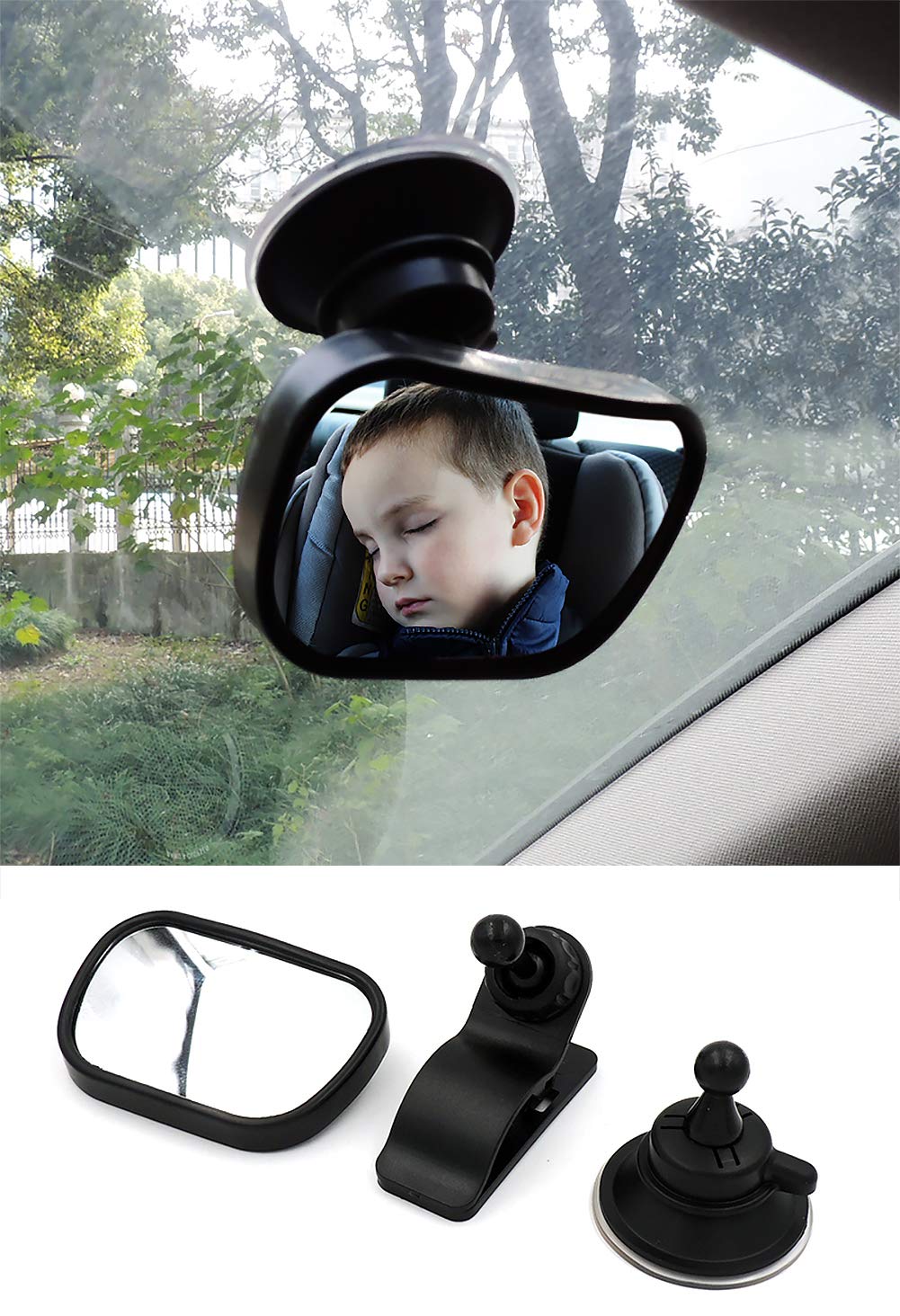 VAWcornic Rücksitzspiegel Spiegel-Auto-Baby, Rückspiegel Baby Shatterproof Car Rückspiegel kompatibel mit meisten Auto 360° schwenkbar für Baby Kinderbeobachtung von VAWcornic