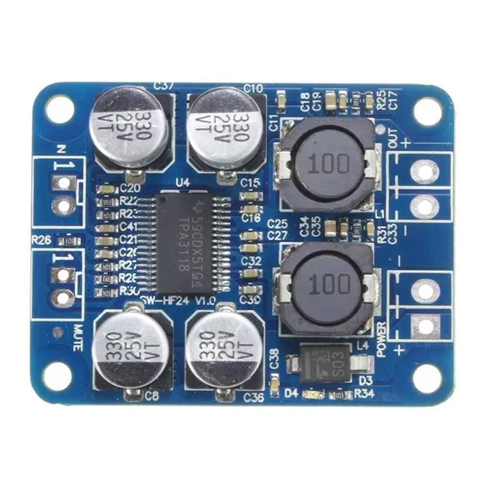 VAYEODEYU Audio-Verstärker-Karte, TPA3118 Digitalverstärkerplatine PBTL Mono Mini 60W 24V DC VAYEODEYU Audio-Verstärker-Karte, TPA3118 Digitalverstärkerplatine PBTL Mono Mini 60W 24V DC von VAYEODEYU
