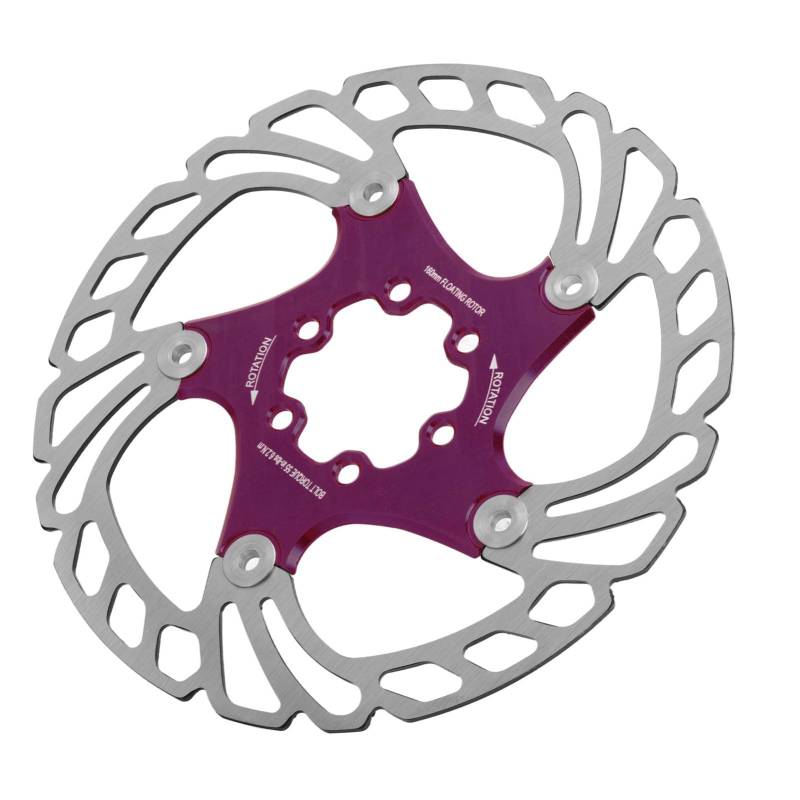 Fahrrad-Scheibenbremsscheibe, 160 Mm Schwimmende Fahrrad-Scheibenbremsscheibe mit 6 Schrauben, Scheibenbremsbelag-Rotoren für MTB-Rennräder (Lila) von VBESTLIFE