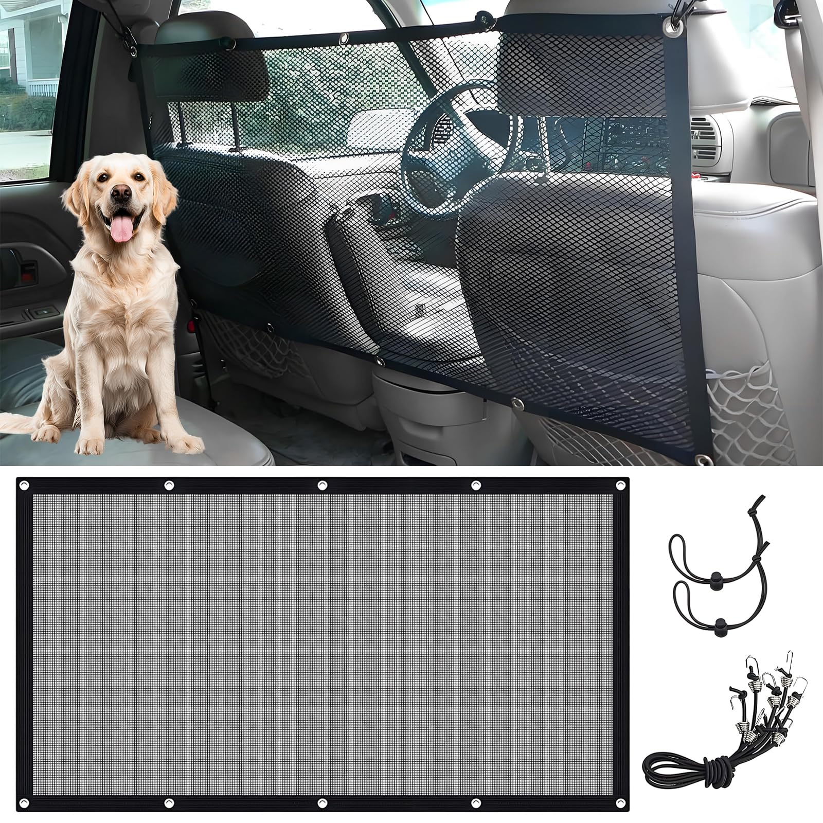 VBGURR 1 Stück Hundenetz Auto Barrier Verstellbare Auto Netz mit Haken und Verstellbares Seil Einstellen Sicherheitsnetz Haustierbarriere Rücksitz Mesh für Hunde Haustier Barrier Sicherheitsnetz VBGURR 1 Stück Hundenetz Auto Barrier Verstellbare Auto Netz mit Haken und Verstellbares Seil Einstellen Sicherheitsnetz Haustierbarriere Rücksitz Mesh für Hunde Haustier Barrier Sicherheitsnetz von VBGURR