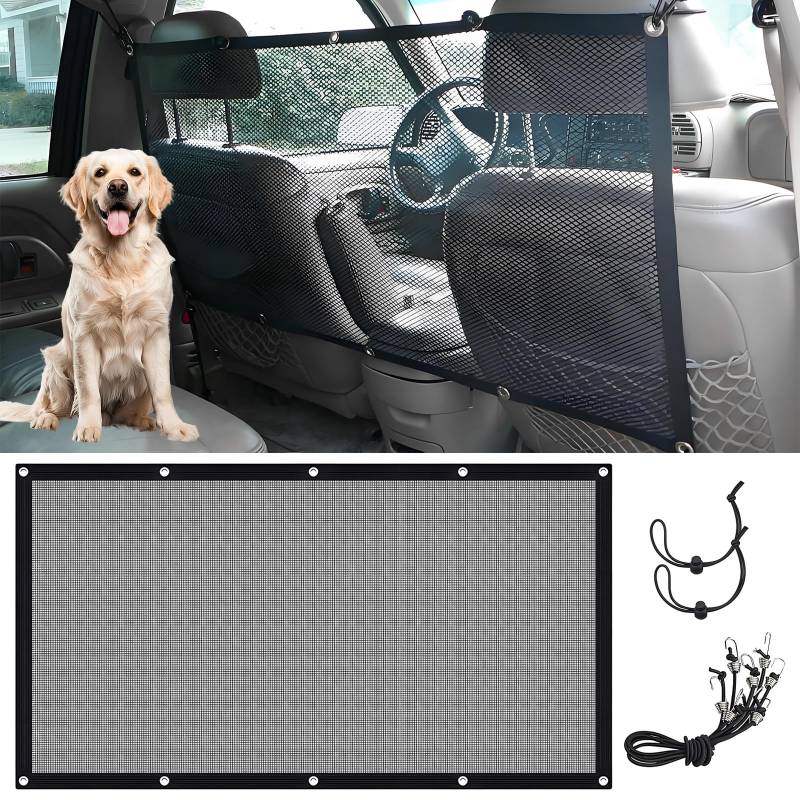 VBGURR 1 Stück Hundenetz Auto Barrier Verstellbare Auto Netz mit Haken und Verstellbares Seil Einstellen Sicherheitsnetz Haustierbarriere Rücksitz Mesh für Hunde Haustier Barrier Sicherheitsnetz von VBGURR