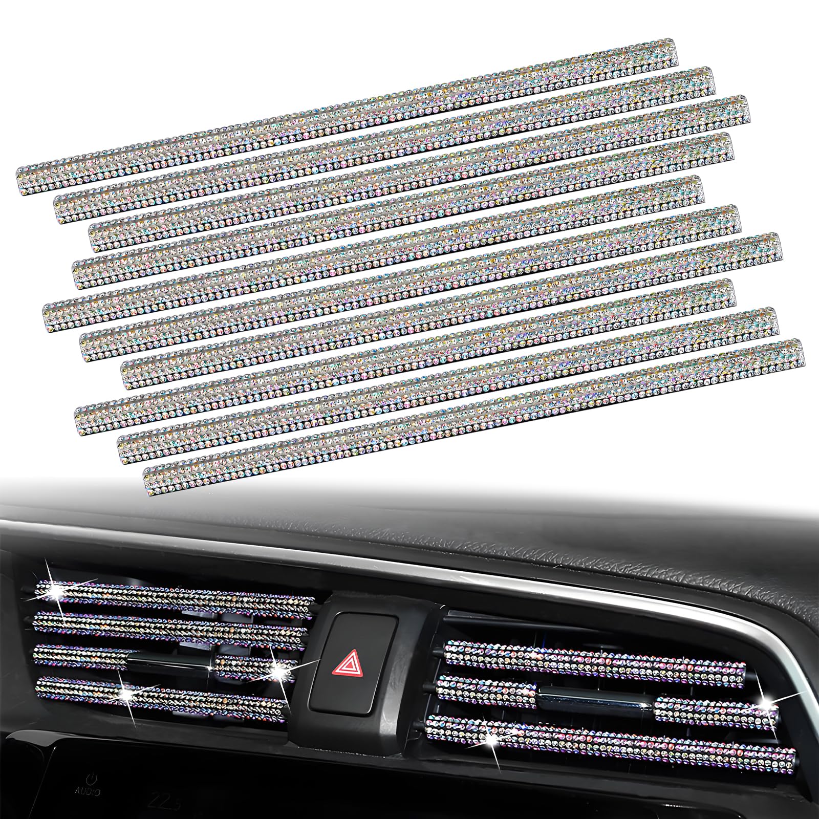 VBGURR 10 Stück Bling Lüftungsgitter Innenausstattung Streifen Moden Autozubehör Innenraum-für Alle gekrümmten Lüftungsschlitze Generisch Autozubehör Innenraum Deko Farbige Diamenten Deko Auto Innenra VBGURR 10 Stück Bling Lüftungsgitter Innenausstattung Streifen Moden Autozubehör Innenraum-für Alle gekrümmten Lüftungsschlitze Generisch Autozubehör Innenraum Deko Farbige Diamenten Deko Auto Innenra von VBGURR