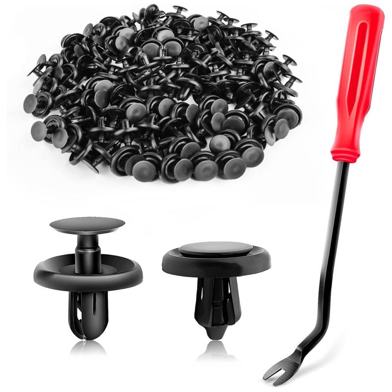 VBGURR 100 Stück Befestigungsclips Kunststoffschrauben mit 1 Demontage Werkzeuge Karosserie Clips Stoßstangen Zierleisten Plastikklips Set OEM#90467-07201 von VBGURR