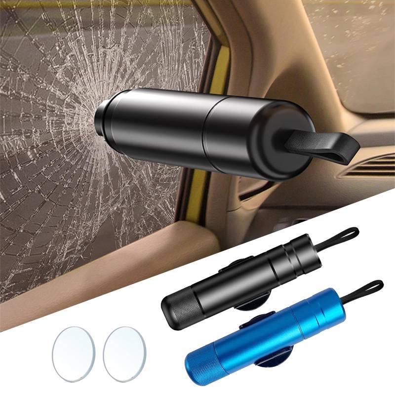 VBGURR 2 Stück Nothammer Auto Notfallhammer Auto, Notfallhammer Auto mit Gurtschneider, Nothammer mit Gurtschneider für Auto (Blau Schwarz) von VBGURR