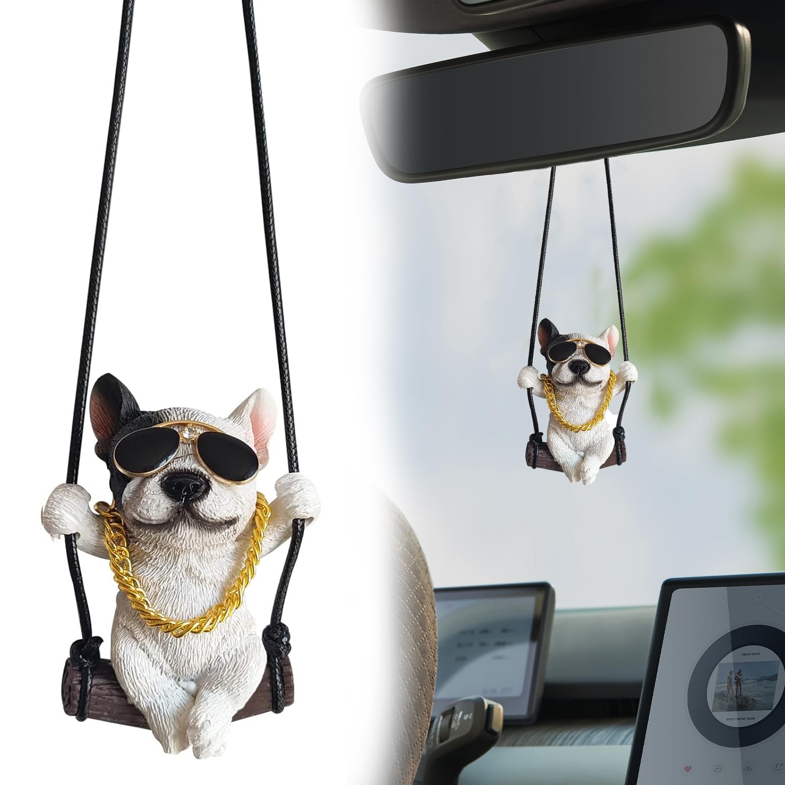 VBGURR Lustige Auto Deko, Autozubehör Innenraum Anhänger Hund Auto Accessories Interior, Personalisiert Auto Zubehör Innenraum Deko (Weiß) von VBGURR