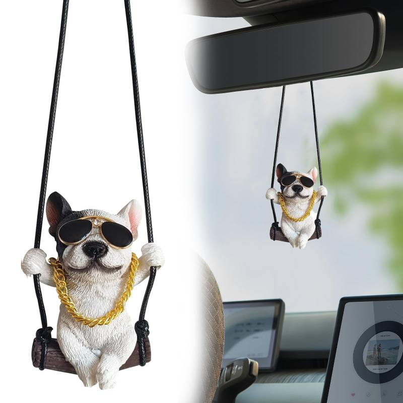 VBGURR Lustige Auto Deko, Autozubehör Innenraum Anhänger Hund Auto Accessories Interior, Personalisiert Auto Zubehör Innenraum Deko (Weiß) von VBGURR