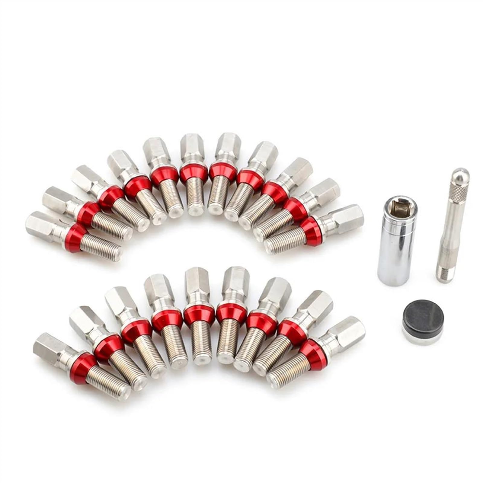 VBNYBA Radnabenmuttern 20PCS Radbolzen 28MM Erweiterte Radbolzen Konischer Sitz M14 * 1,5 Radschrauben Radmuttern Mit Kappen Für Schrauben Und Hülsentyp Passstift(M14x1.5 Cone) von VBNYBA