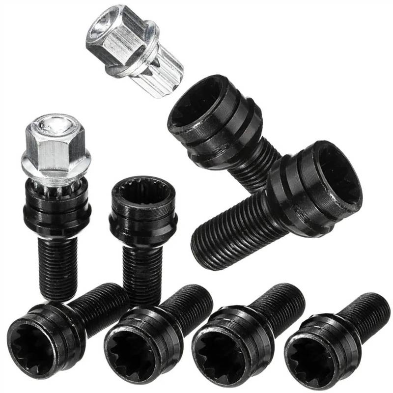 VBNYBA Radnabenmuttern 8 Stück Auto Stahl Radschrauben Radschrauben M14 * 1,5 Mm Radschrauben Set Bolzen Und Sicherungsmutter von VBNYBA