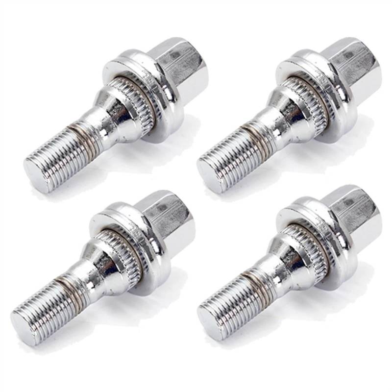 VBNYBA Radnabenmuttern Kompatibel Mit Peugeot 1007 206 207 406 407 607 M12x1,25 17 Mm Radnabenmuttern 4/16-teiliges Auto-Aluminium-Chrom-Radschrauben-Muttern-Set(4PCS) von VBNYBA