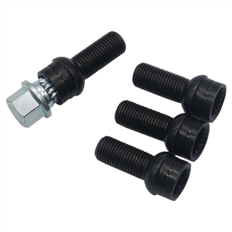 VBNYBA Radnabenmuttern Kompatibel Mit VW Für Golf Für J&etta Für Beetle Für Passat 4 Stück Radnabenmuttern M14 X 1,5 X 27,5 Auto-Stahlfelgen Bolzen Schlüsselschloss Radmuttern-Set 8D0601139F von VBNYBA
