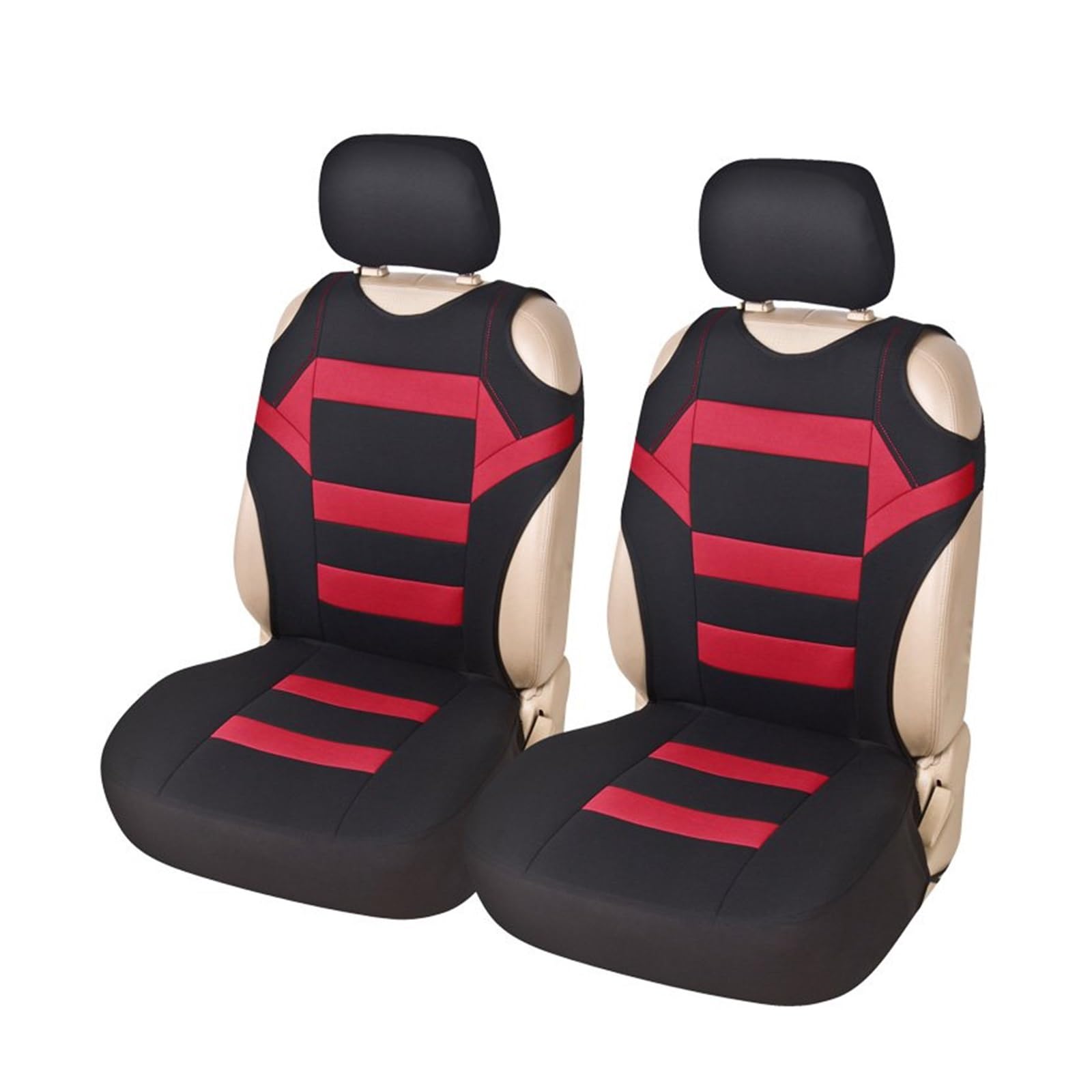 VBVGMZAS Auto Sitzbezüge 2-teiliges Set mit T-Shirt-Design Autositzbezüge vorne universelle Passform Autopflege-Coves für Opel für Meriva 2005 Sitzbezüge Auto(RED) von VBVGMZAS